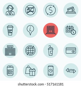 Set Of Transportation Icons On Operator, Call Duration And Shopping Topics. Editable Vector Illustration. Includes Center, Map, Hotel And More Vector Icons.