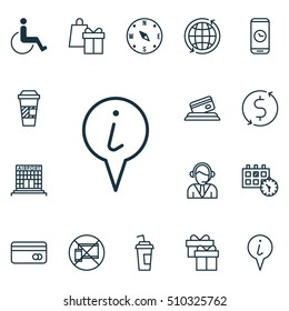 Set Of Transportation Icons On Plastic Card, Present And Appointment Topics. Editable Vector Illustration. Includes Shopping, Map, Debit And More Vector Icons.
