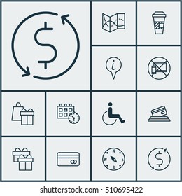 Set Of Transportation Icons On Road Map, Forbidden Mobile And Appointment Topics. Editable Vector Illustration. Includes Gift, Travel, Card And More Vector Icons.