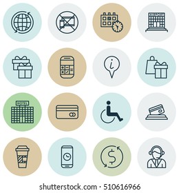 Set Of Transportation Icons On Shopping, Call Duration And Credit Card Topics. Editable Vector Illustration. Includes Phone, Building, Appointment And More Vector Icons.