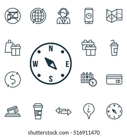 Set Of Transportation Icons On Shopping, Forbidden Mobile And World Topics. Editable Vector Illustration. Includes Pointer, Holiday, World And More Vector Icons.