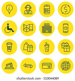 Set Of Transportation Icons On Takeaway Coffee, World And Present Topics. Editable Vector Illustration. Includes Pointer, Paralyzed, Accessibility And More Vector Icons.
