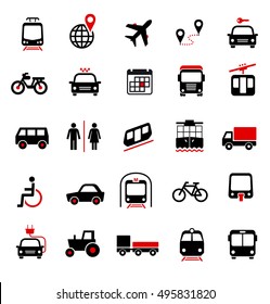 Set of transportation icons on a white background. Vector elements. Can be used in the design of interfaces for different devices.