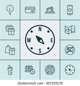 Set Of Transportation Icons On World, Appointment And Present Topics. Editable Vector Illustration. Includes Shopping, Mobile, Info And More Vector Icons.