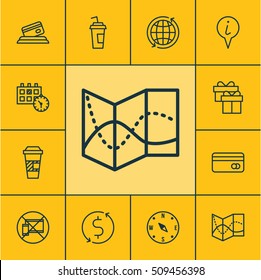 Set Of Transportation Icons On World, Money Transfer And Takeaway Coffee Topics. Editable Vector Illustration. Includes Coffee, Date, Locate And More Vector Icons.