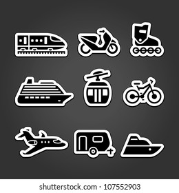 Set transportation icons stickers