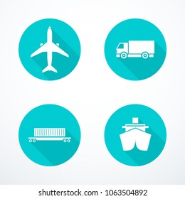 Set of transportation icons. Vector illustration