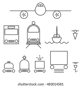 set of transportation line icon