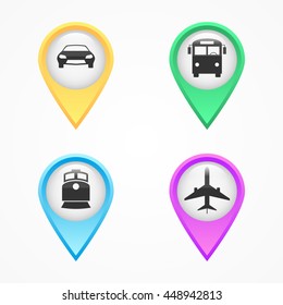 Set of transportation pointers icon