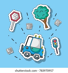 set transportation and road elements patches design