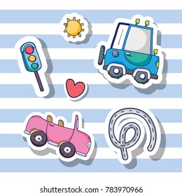 set transportation and road elements patches design