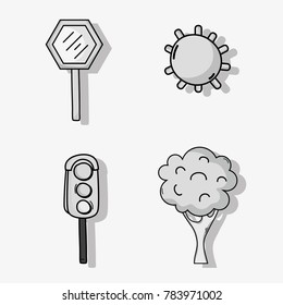 set transportation and road elements patches design