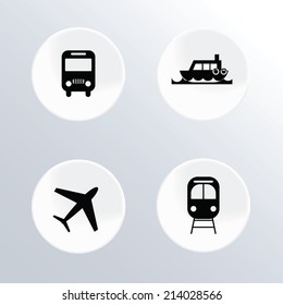 Set of transportation round buttons for website or app. Vector illustration