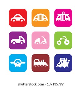Set of transportation vector cartoon icons
