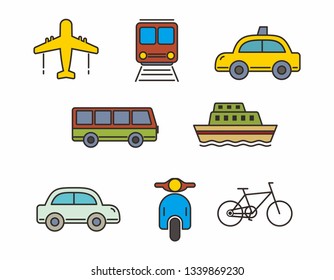 Set of transportation vector isolated on white, transportation icon