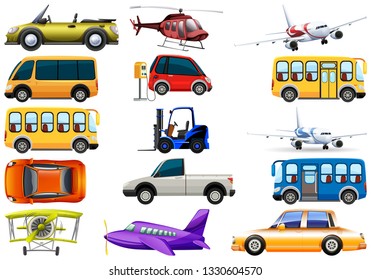 Set of transportation vehicle illustration