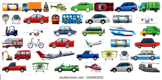 Set of transportation vehicle illustration