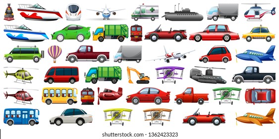 Set of transportation vehicle illustration