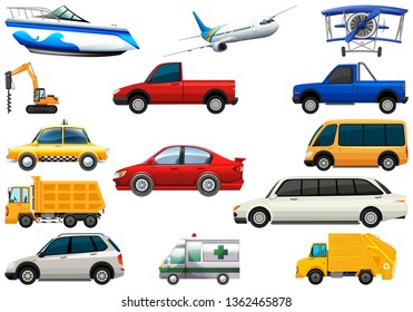 Set of transportation vehicle illustration