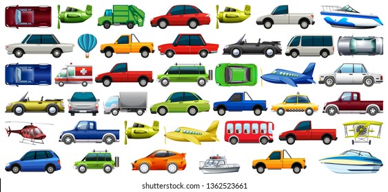 Set of transportation vehicle illustration