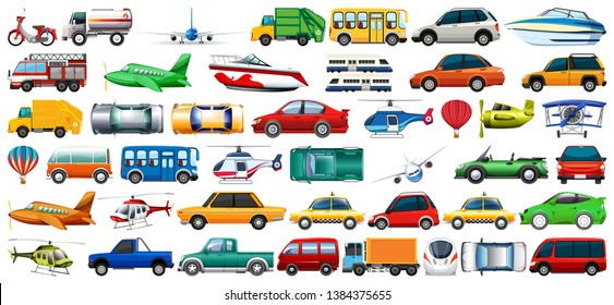 Set of transportation vehicle illustration