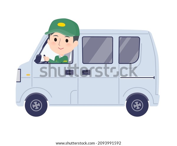 A set of Transportman man in a delivery car\
.It\'s vector art so easy to\
edit.