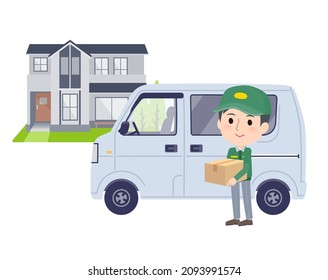 A set of Transportman man and Delivery car.It's vector art so easy to edit.