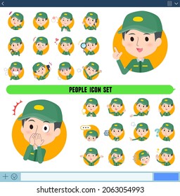 A set of Transportman man with expresses various emotions In icon format.It's vector art so easy to edit.