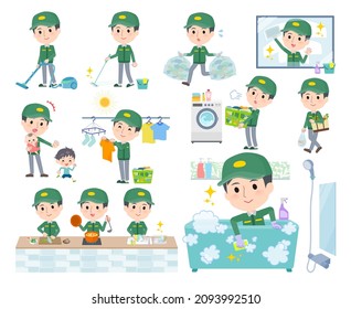 A set of Transportman man related to housekeeping such as cleaning and laundry.It's vector art so easy to edit.