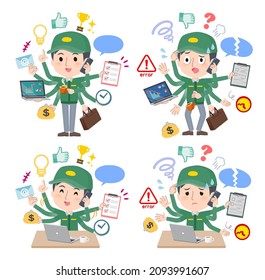 A set of Transportman man who perform multitasking in the office.It's vector art so easy to edit.