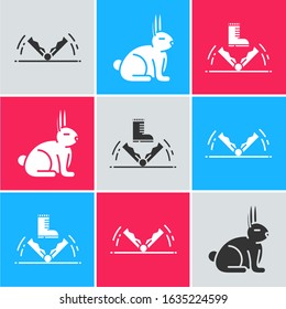 Set Trap hunting, Rabbit and Trap hunting icon. Vector