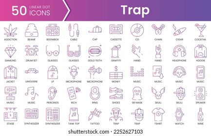 Set of trap icons. Gradient style icon bundle. Vector Illustration