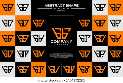 Set of trapezoid shape lowercase letter B BB logo design