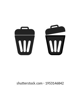 Set of trash basket icon. Vector illustration