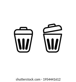 Juego de iconos de la canasta de basura. Ilustración del vector
