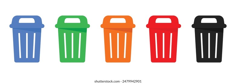 Set of Trash bin icon collection. Waste management concept signs. Vector Illustration.