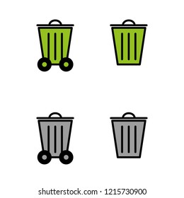 a set of trash bin icons