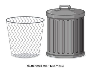 Set of trash bin illustration
