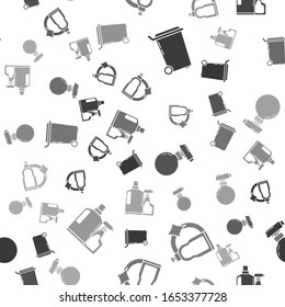 Set Trash can , Cleaning spray bottle with detergent liquid  and Plastic bottles for liquid dishwashing liquid on seamless pattern. Vector