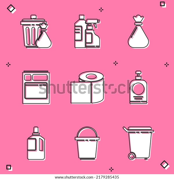 Set Trash Can Garbage Bag Bottles Stock Vector (Royalty Free