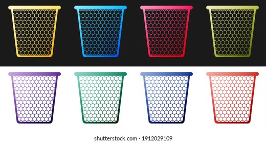 Establecer la barra diagonal puede aislarse en el fondo blanco y negro. Signo de basurero. Icono de la canasta de reciclaje. Icono de papelera. Vector.
