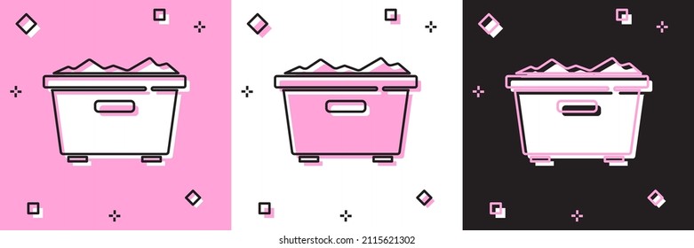 Set Trash can icon isolated on pink and white, black background. Garbage bin sign. Recycle basket icon. Office trash icon.  Vector