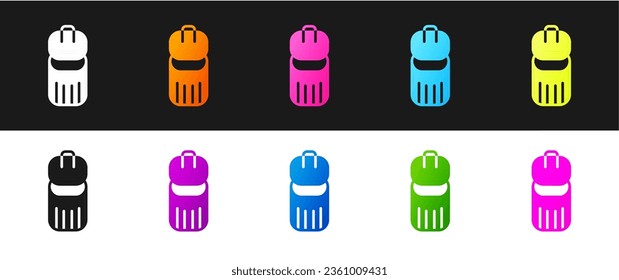 Establecer la barra diagonal puede aislarse en el fondo blanco y negro. Signo de basurero. Icono de la canasta de reciclaje. Icono de papelera.  Vector