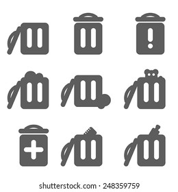 set of trash can icon, isolated 