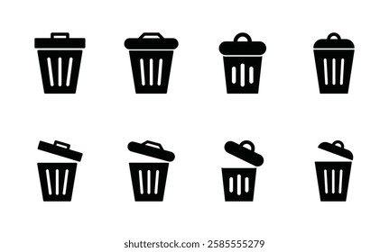 Set of trash can icon symbol vector on white background