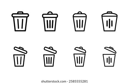 Set of trash can icon symbol vector on white background