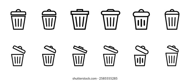 Set of trash can icon symbol vector on white background