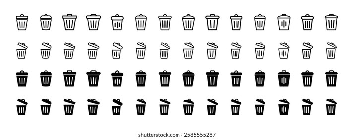 Set of trash can icon symbol vector on white background