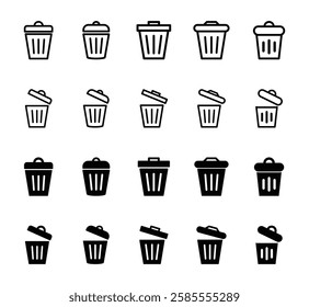 Set of trash can icon symbol vector on white background