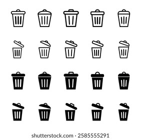 Set of trash can icon symbol vector on white background